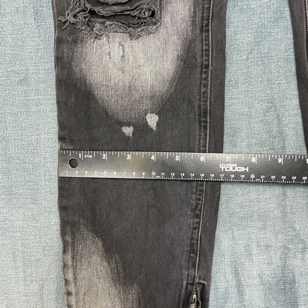 Pacsun Jeans Mens 33x30 Black Denim Dark Wash Distressed Frayed Hem Streetwear